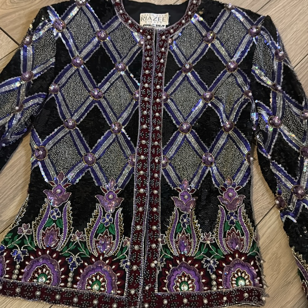 RIAZEE Sequin Embroidered Pearls Jacket